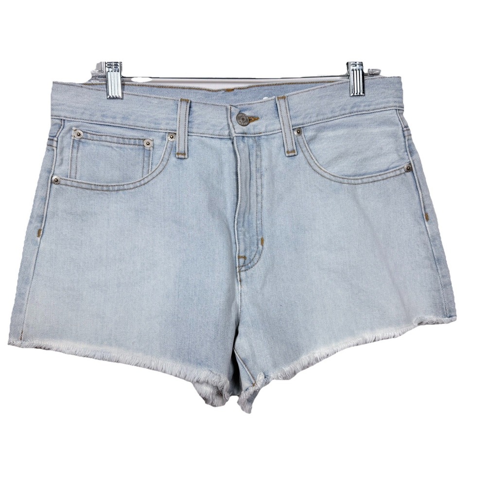 J Crew Relaxed Denim Shorts 28 Light Wash Raw Hem High Rise Summer NWT‎